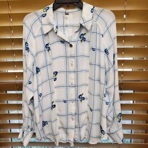 Free People Floral Button Up, size medium.